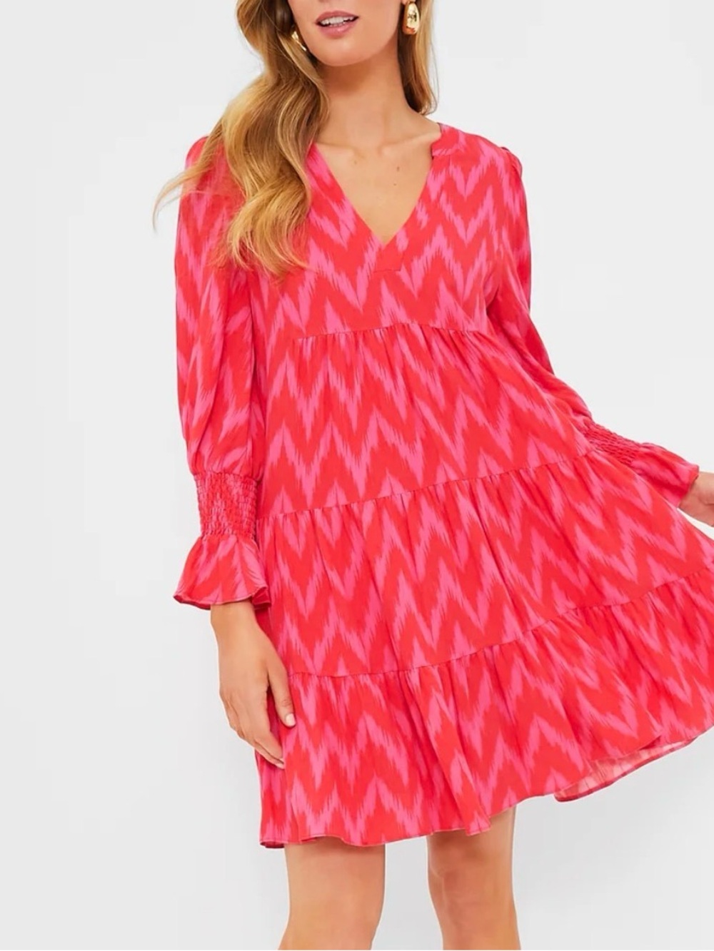 Tuckernuck Pomander Place Kenzo Hot Pink Ikat Mini Dress Small V-neck Preppy